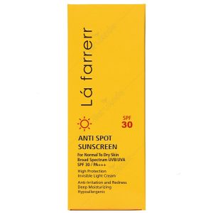 کرم ضد آفتاب و ضدلک بی رنگ پوست های خشک و معمولی SPF30