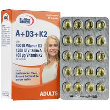 کپسول ویتامین D3 پلاس K2 یوروویتال 60 عددی
